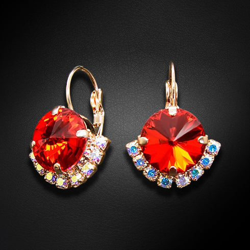 Earrings "Klaris V (Light Siam)" with Swarovski™ crystals